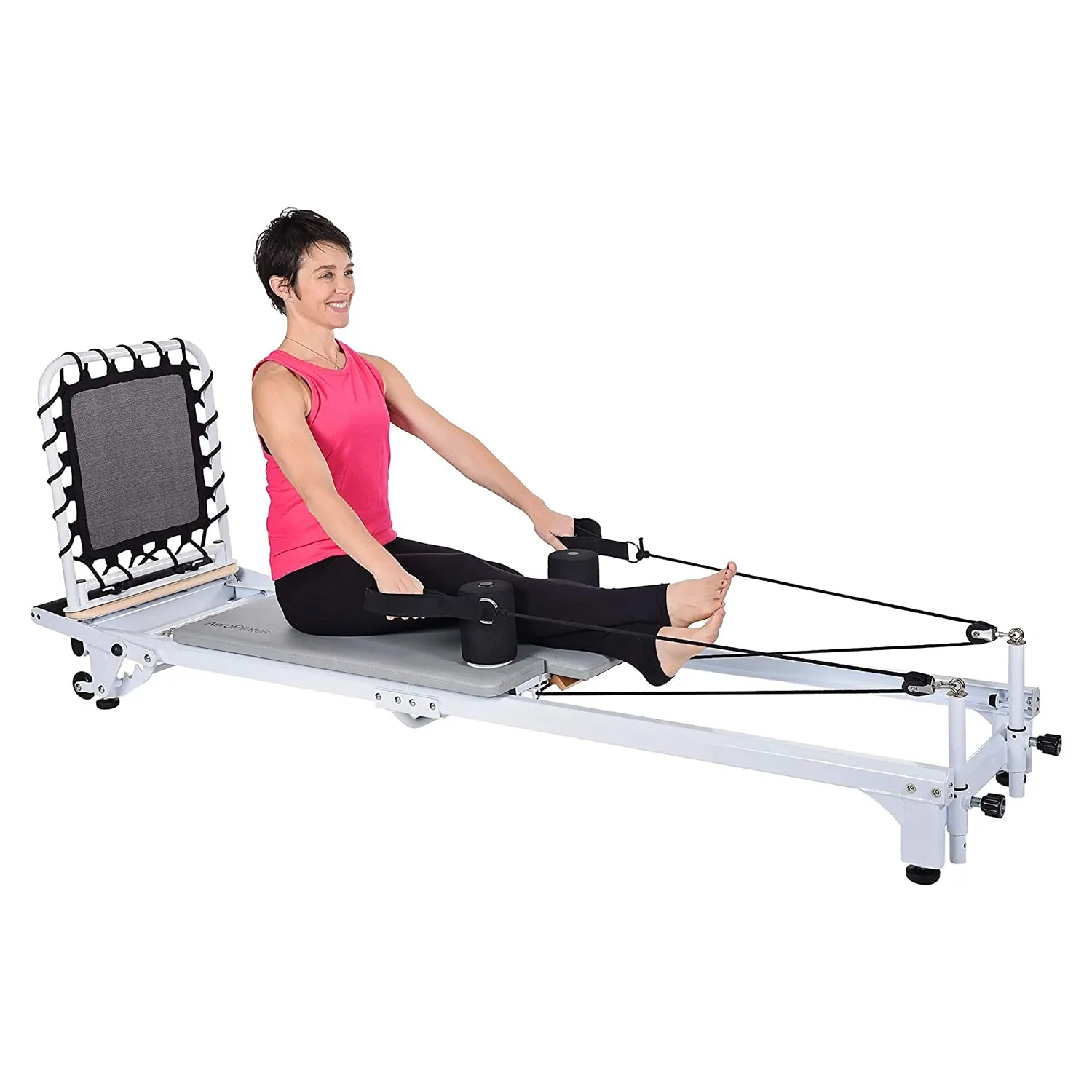 AeroPilates Precision Series Reformer Machine for Home Exercise Workouts, White