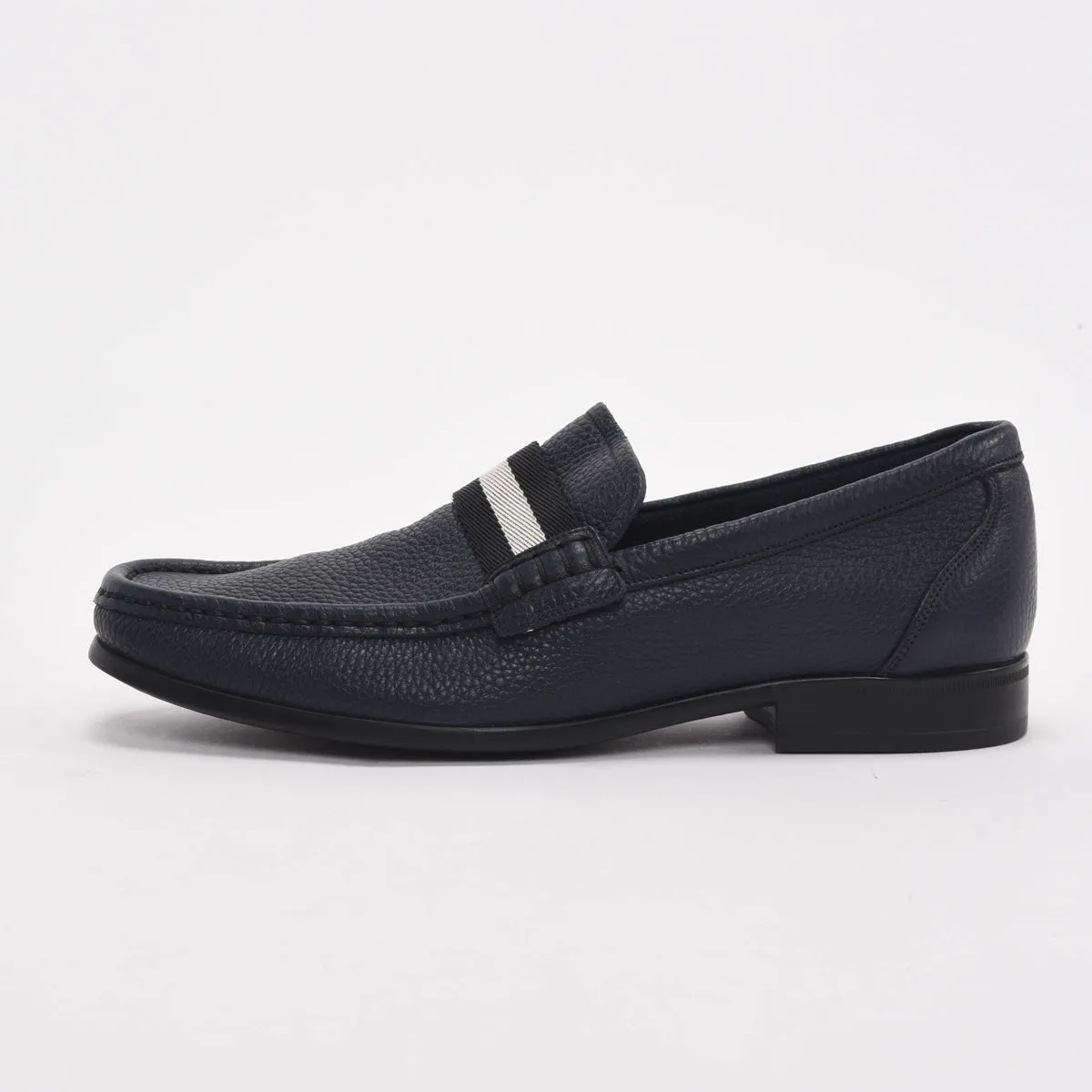 Bally Navy Grained Calfskin Tesly Loafers 8