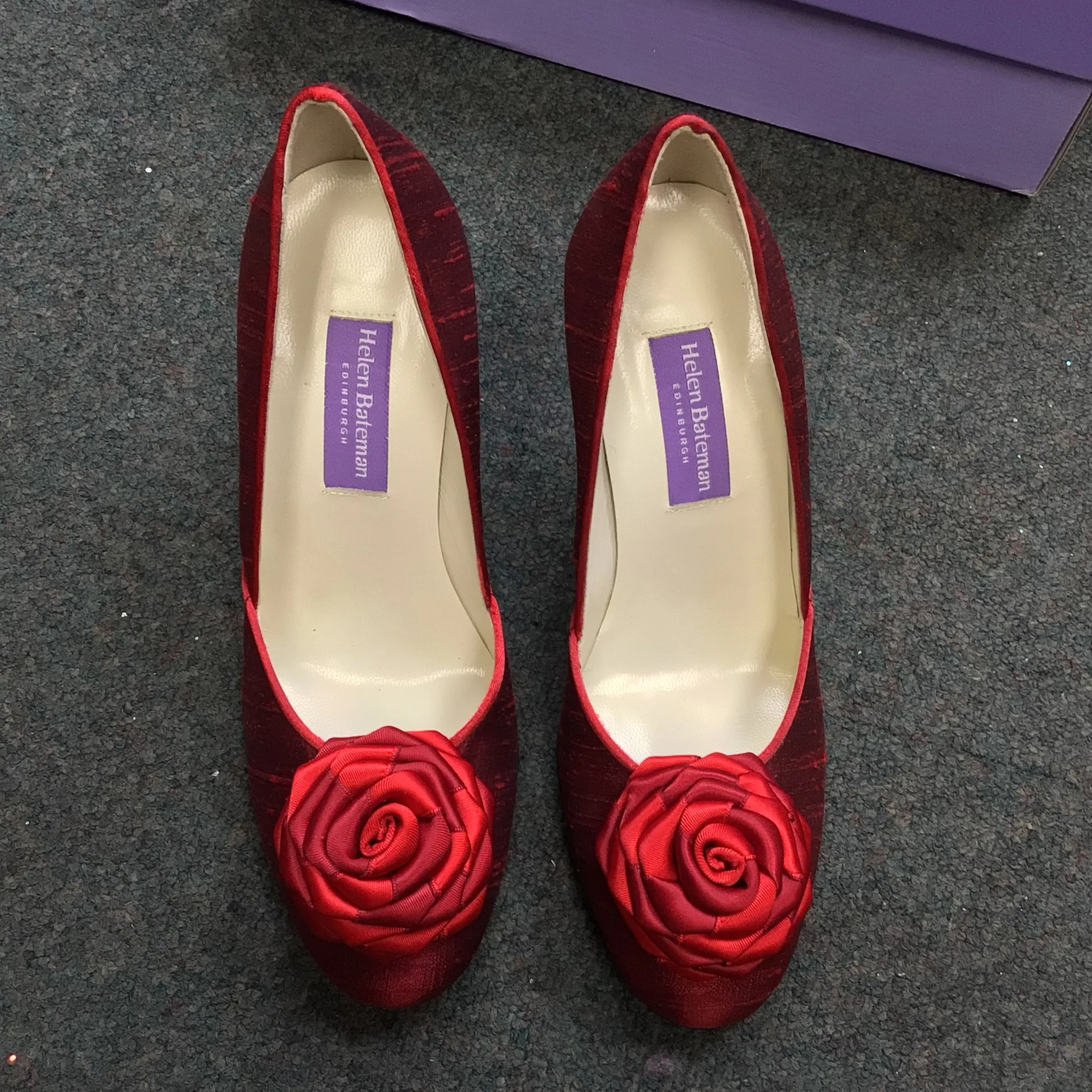 BNIB Helen Bateman Dolly Rose Ruby Red Heeled Shoes Size 35