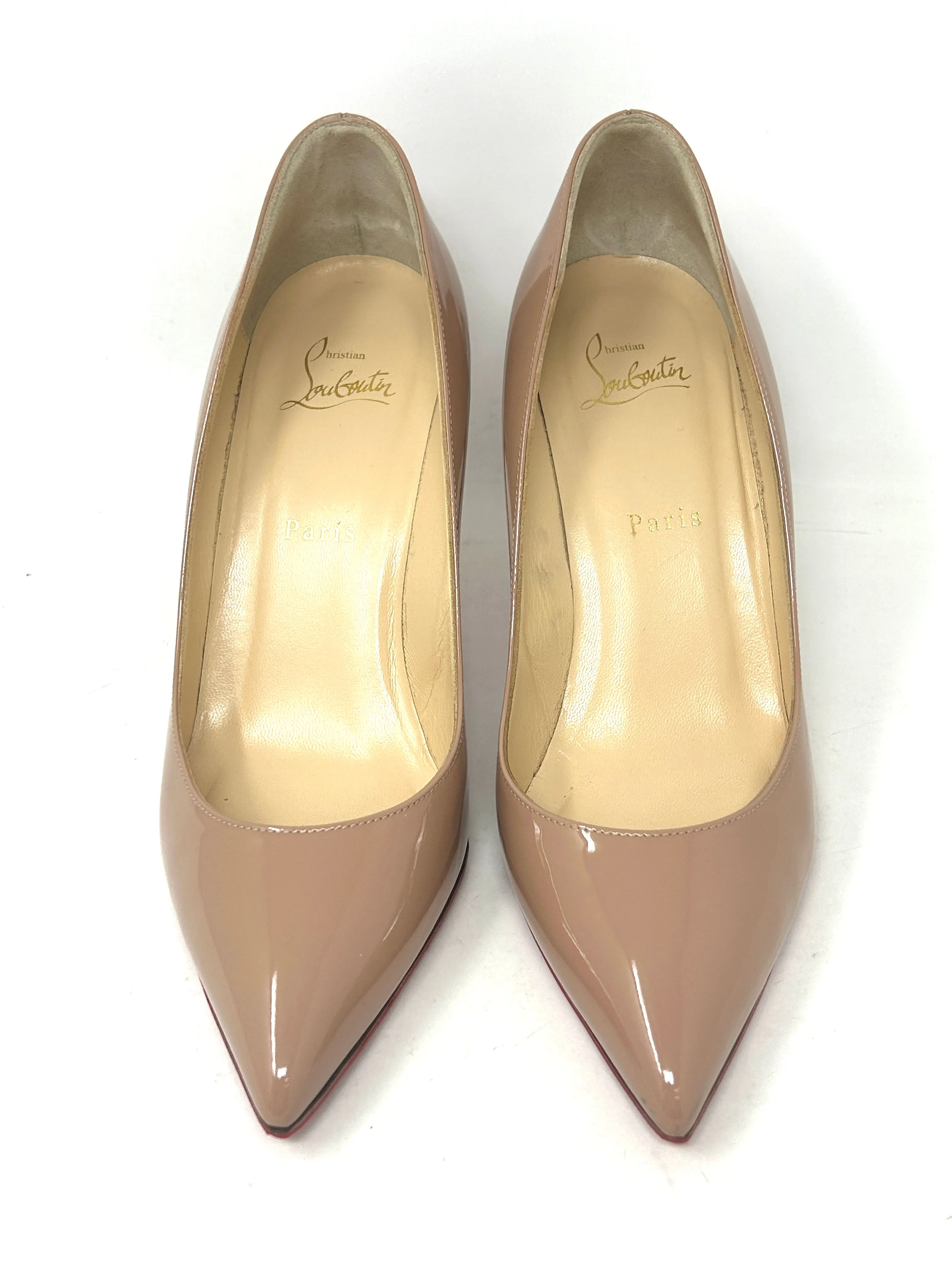 Christian Louboutin Pigalle 85 Nude Patent Leather Pump Heels 39.5 UK 6.5