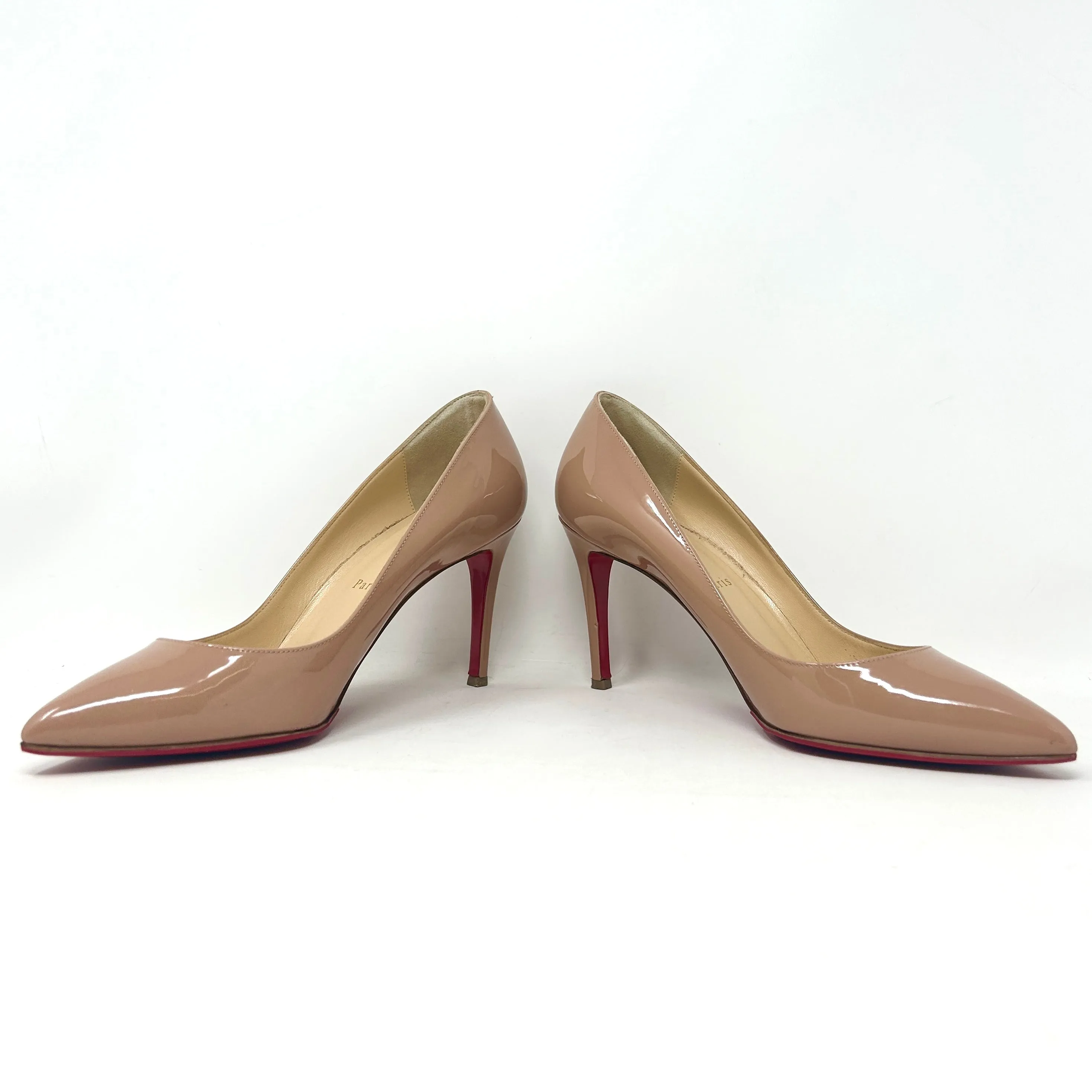 Christian Louboutin Pigalle 85 Nude Patent Leather Pump Heels 39.5 UK 6.5