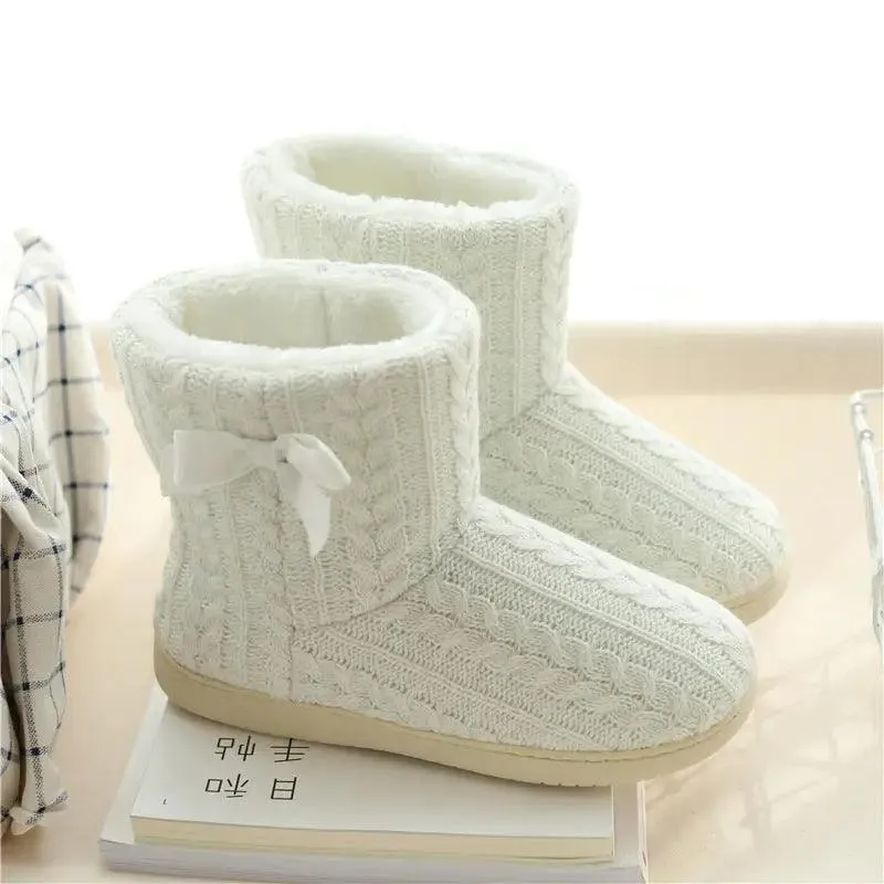 Cotton slippers women plus velvet inner bag with high-top boots