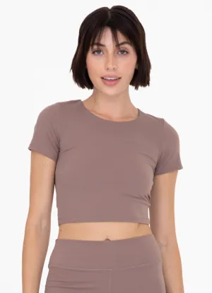 Cropped Tee in Deep Taupe by Mono B