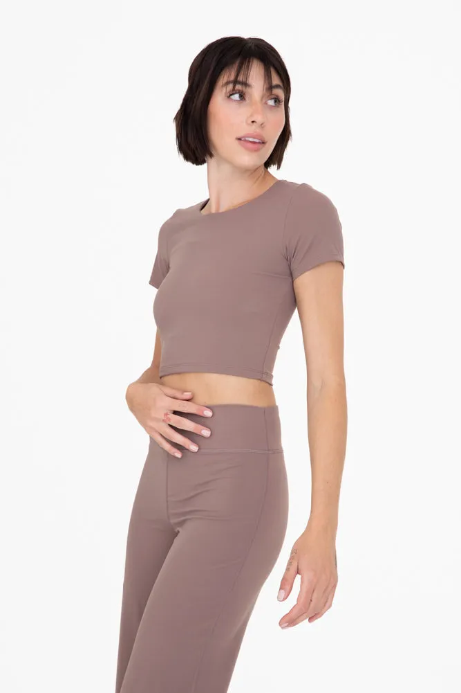 Cropped Tee in Deep Taupe by Mono B