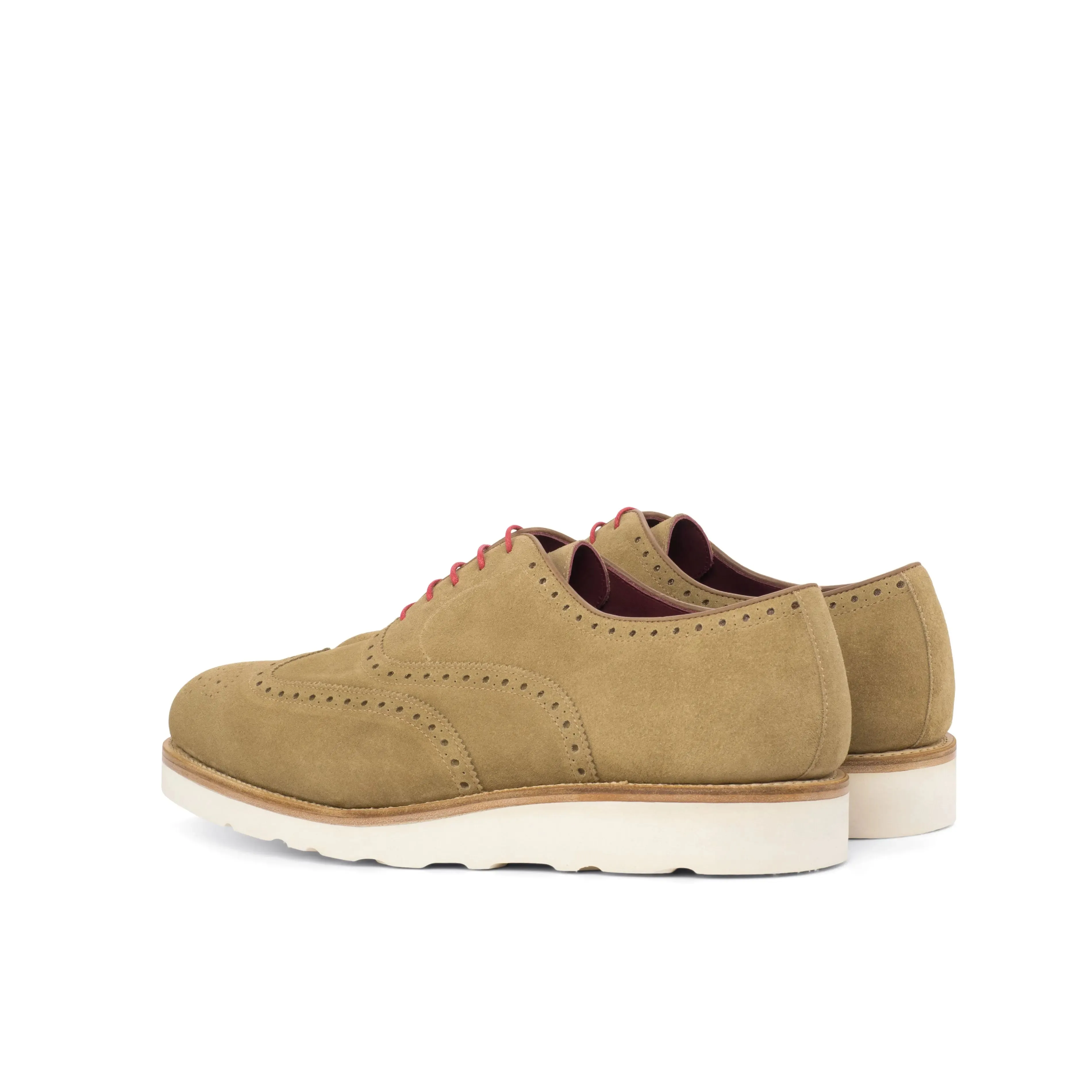 DapperFam Aeron in Camel Men's Lux Suede Full Brogue