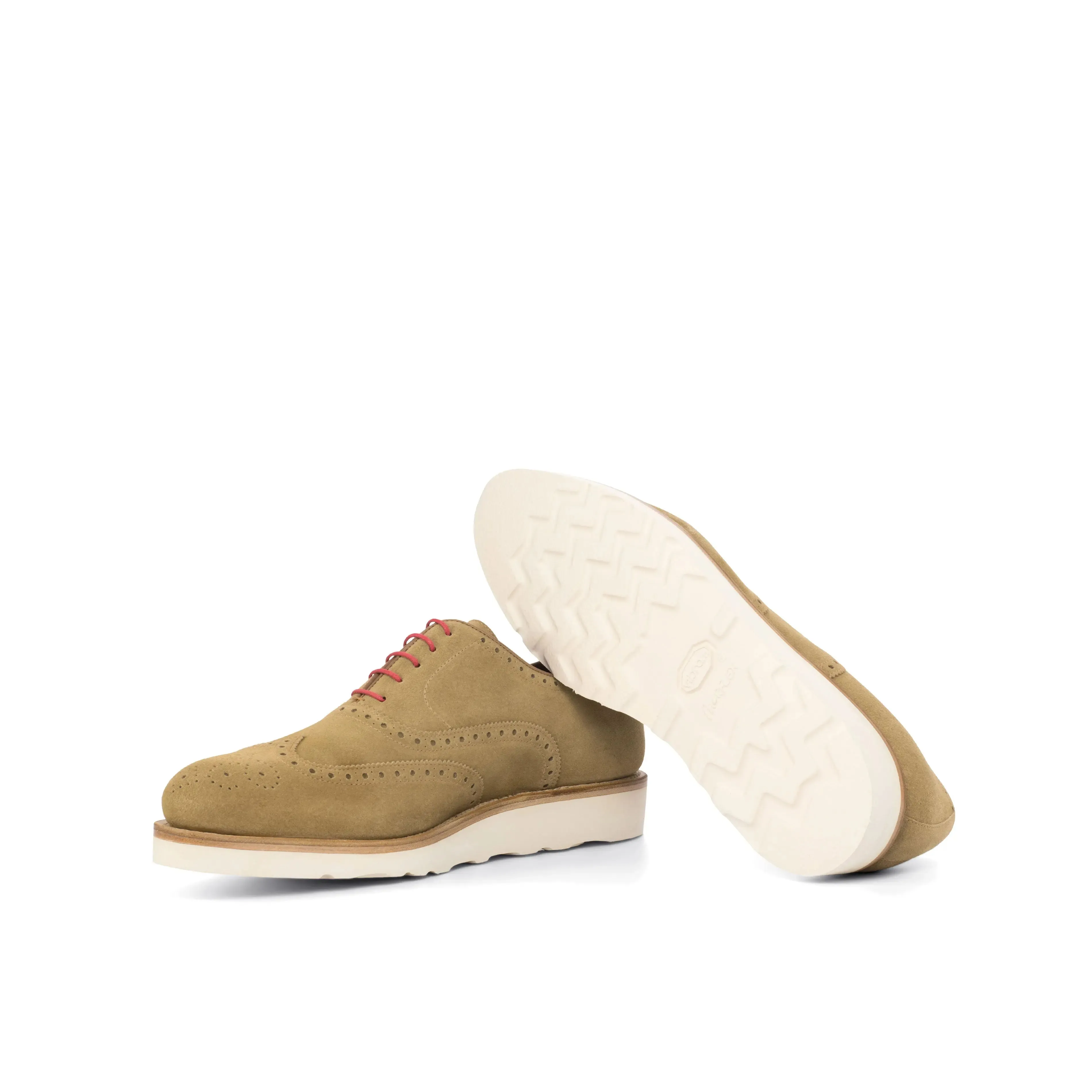 DapperFam Aeron in Camel Men's Lux Suede Full Brogue