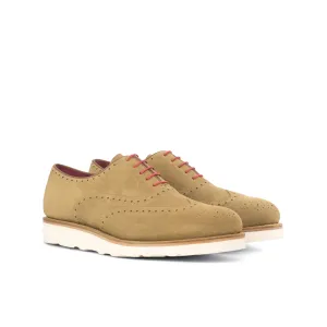 DapperFam Aeron in Camel Men's Lux Suede Full Brogue