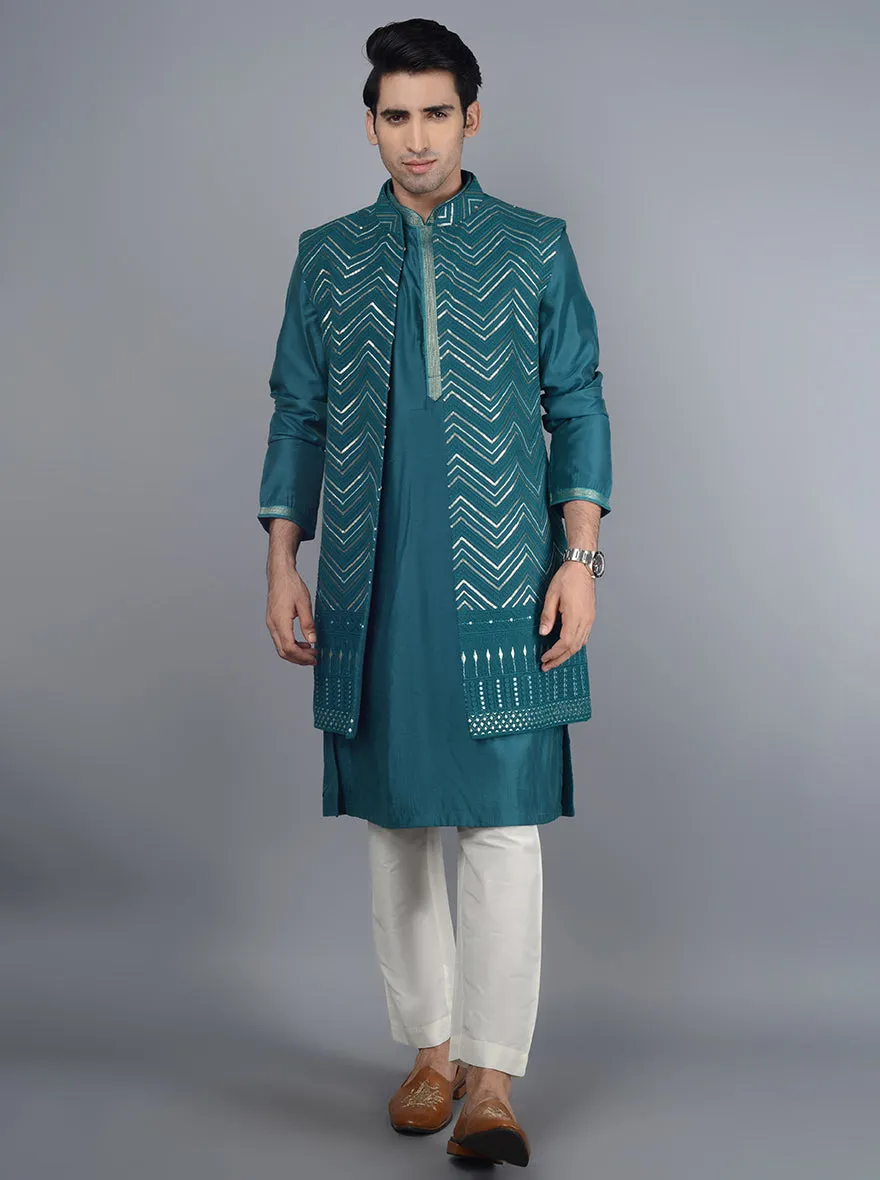 Deep Blue  Kurta Set With Koti | TULA