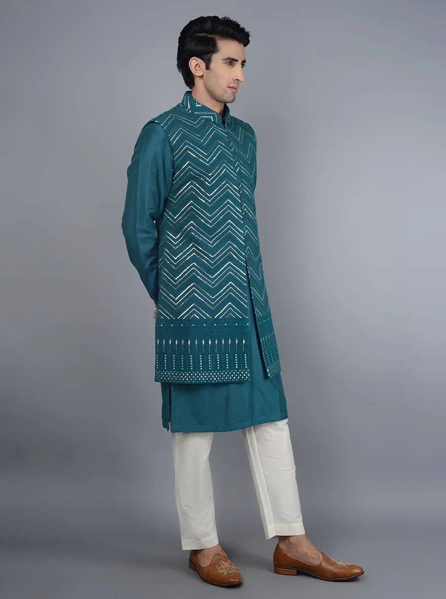 Deep Blue  Kurta Set With Koti | TULA