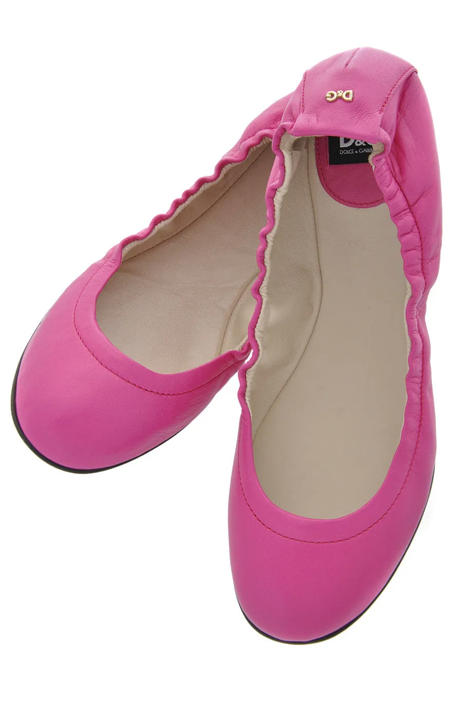 Dolce & Gabbana WOOPY Pink Leather Ballerina Flats