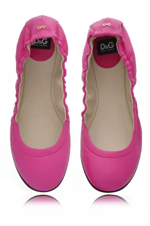 Dolce & Gabbana WOOPY Pink Leather Ballerina Flats