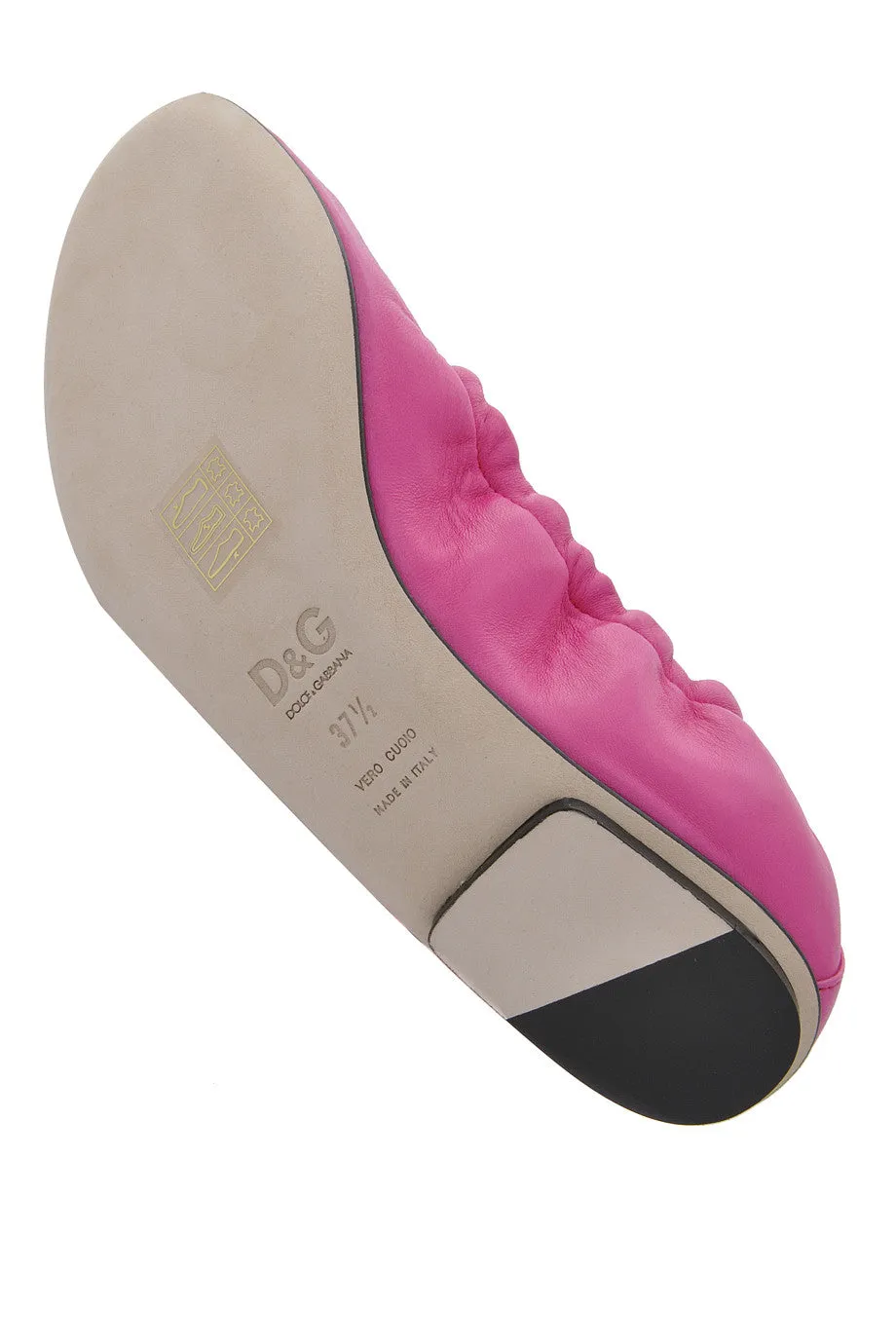 Dolce & Gabbana WOOPY Pink Leather Ballerina Flats