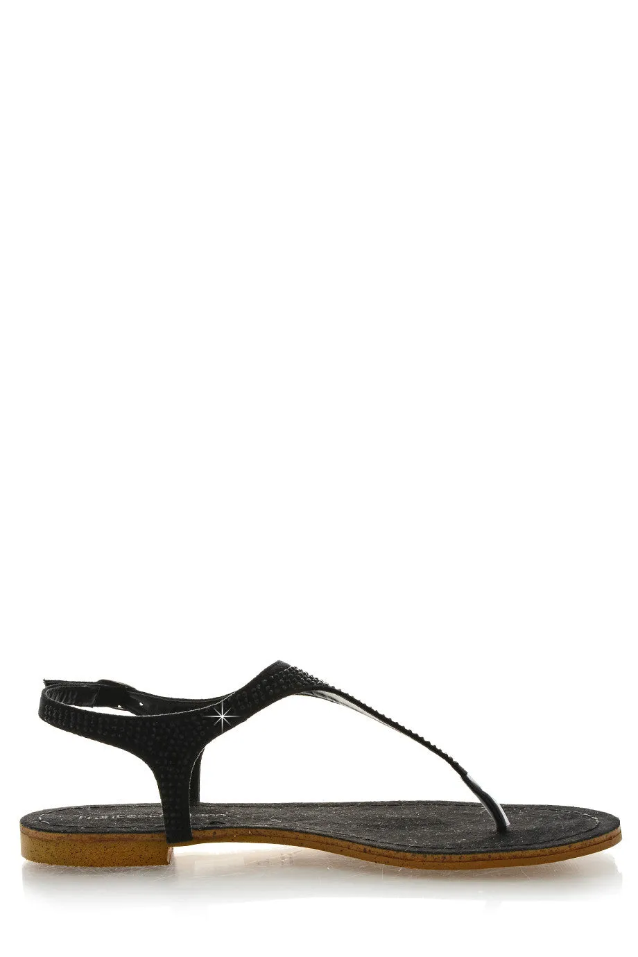 FRANCESCO MILANO ARETHA Black Crystal Leather Women Sandals