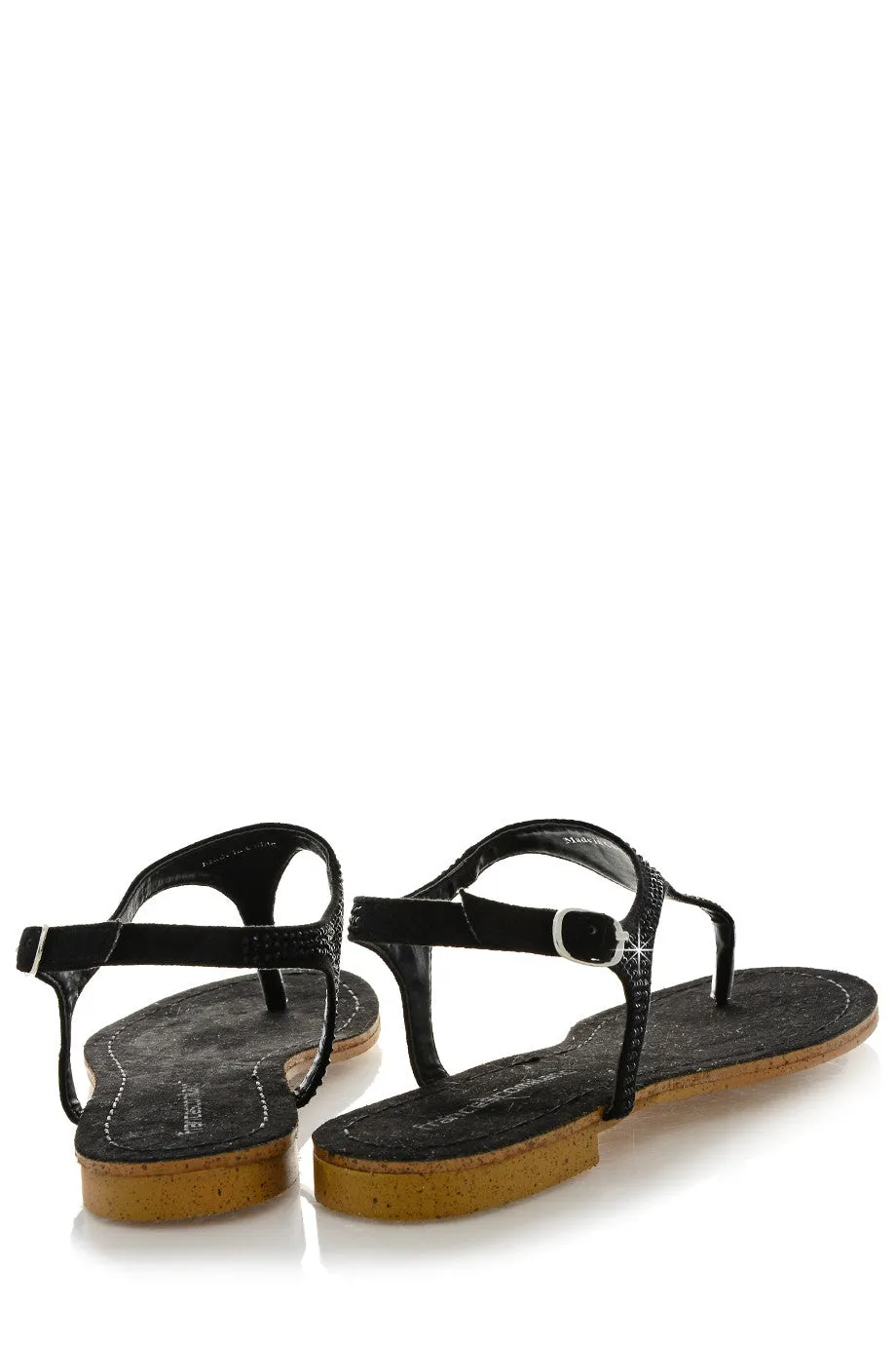 FRANCESCO MILANO ARETHA Black Crystal Leather Women Sandals