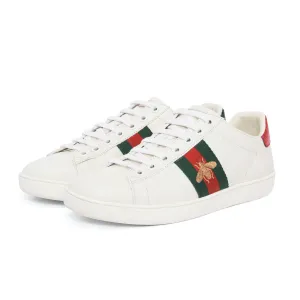 Gucci White Leather Bee Embroidered Ace Sneakers 35