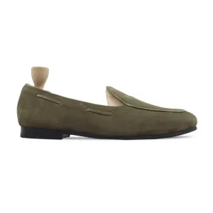 Kyiv - Men's Olive Green Kid Suede Loafer