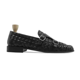 Malachite - Men's Black Calf Leather Double Monkstrap