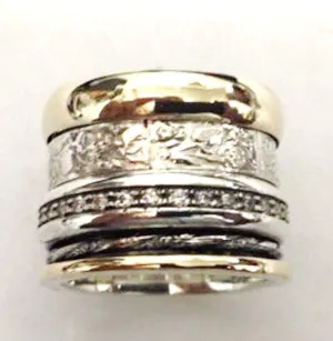 Meditation spinner ring for woman , silver gold cz zircons  ring