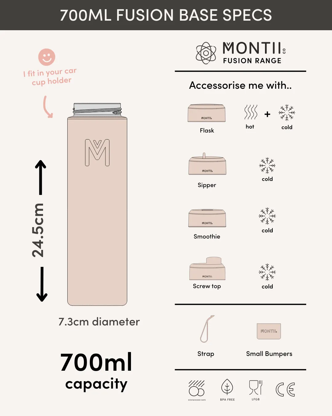 MontiiCo Universal Insulated Base 700ml - Cloud