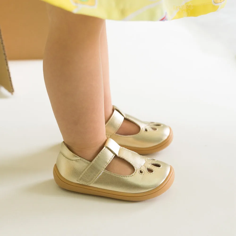 Peacock Dottie Soft Sole Anti-slip Pre-walker Gold Baby Girl Mary Jane Shoes