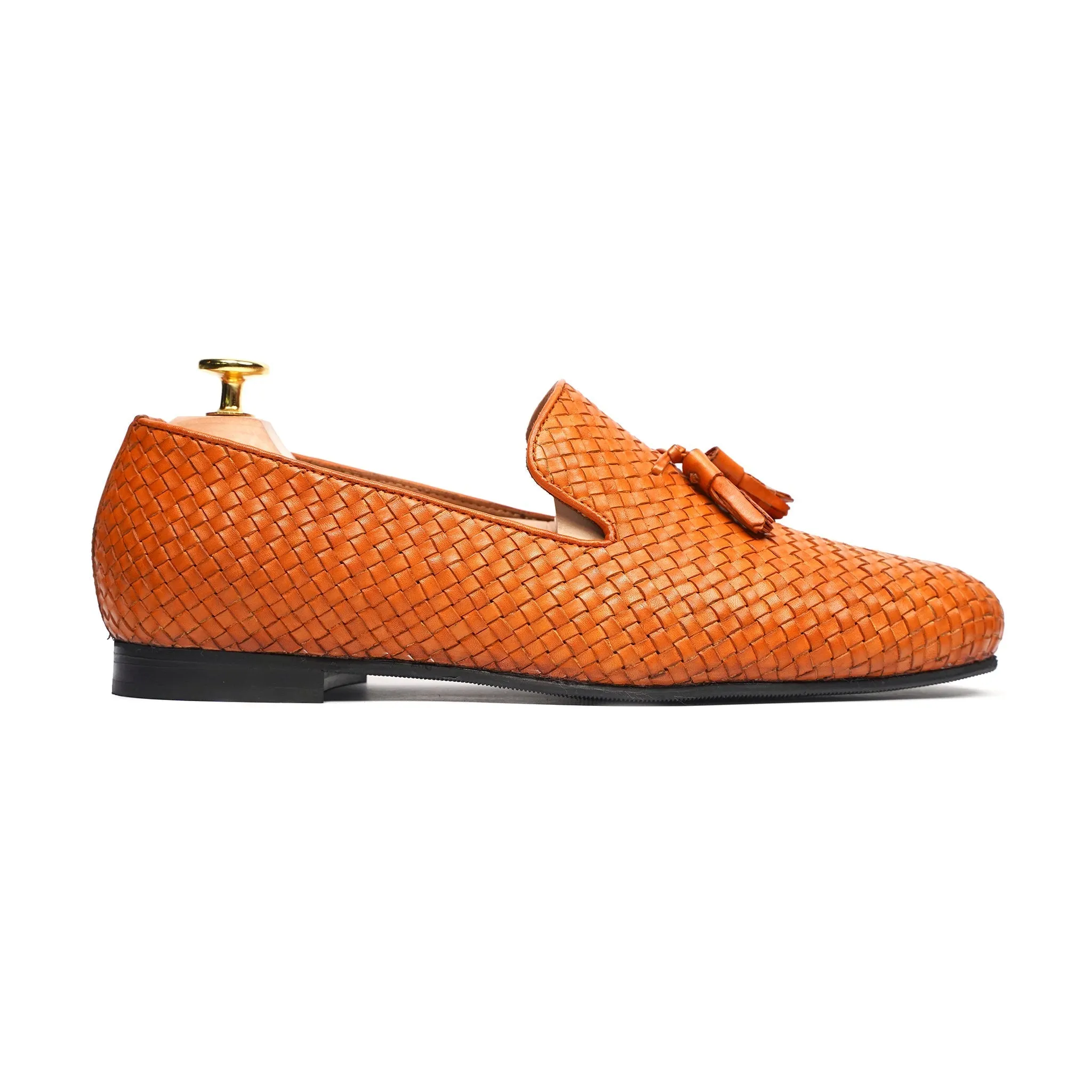 Sayaka - Men's Tan Hand Woven Calf Leather Loafer