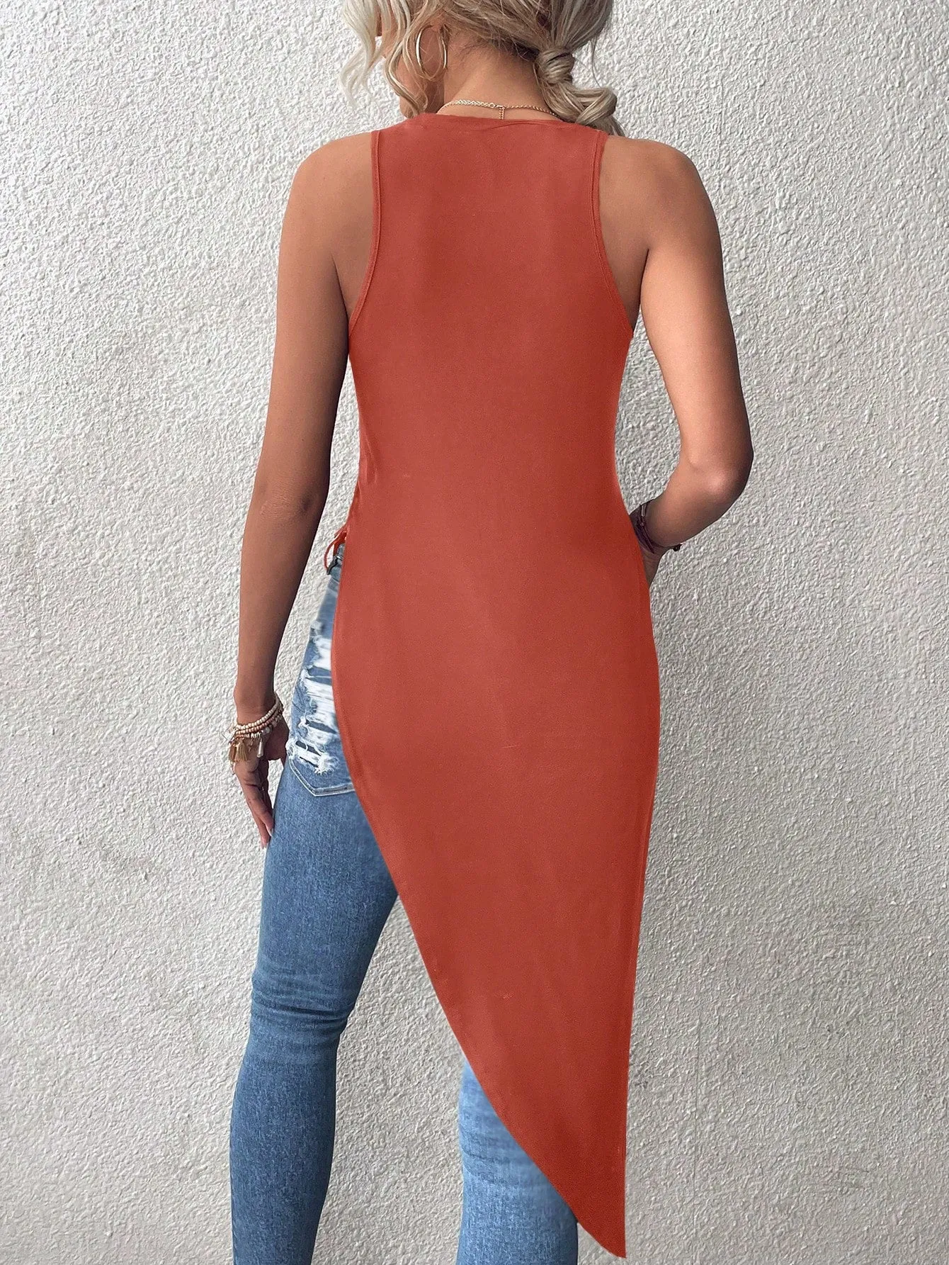 Solid Asymmetrical Hem Tank Top