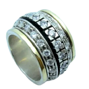 Spinner Ring for Woman set with Gemstones / Zircons.