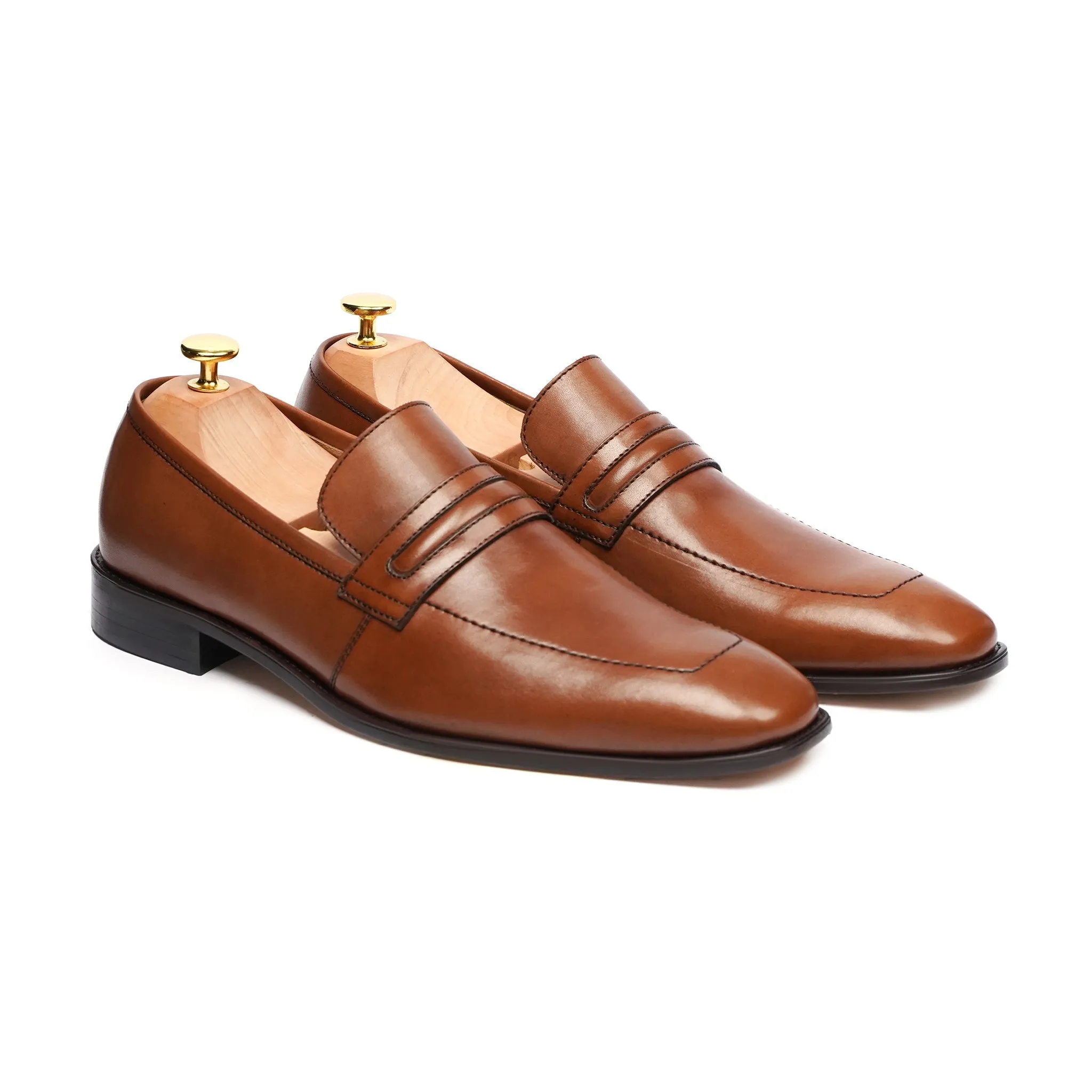 Vasto - Men's Tan Brown Calf Leather Loafer